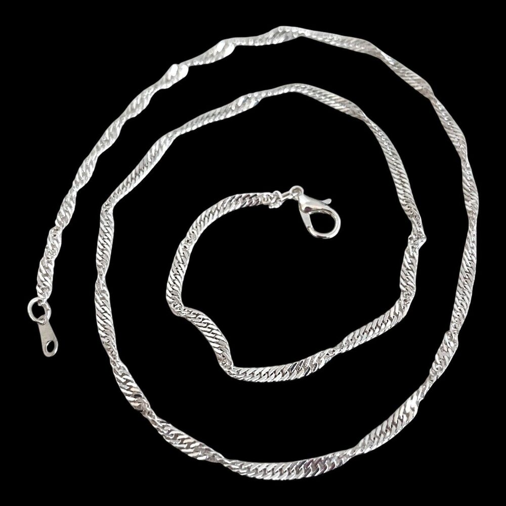 New Layering Necklace Long Twisted Silver Tone - 12D